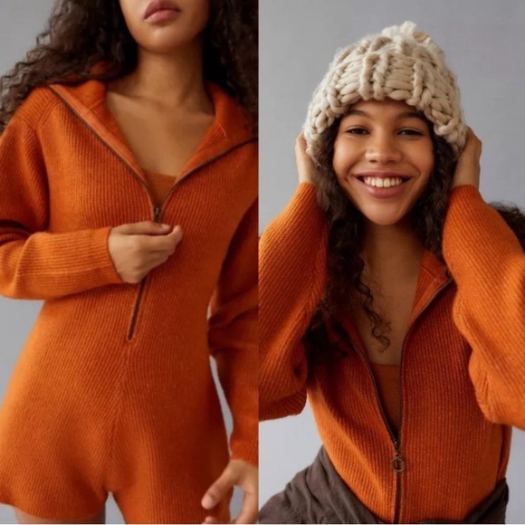 Urban Outfitters Ella Louise Ribbed Sweater Romper Size Small - Picture 2 of 6